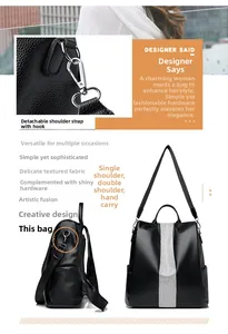 Detail of rhinestone stripes on textured leather backpack with detachable metal hooks