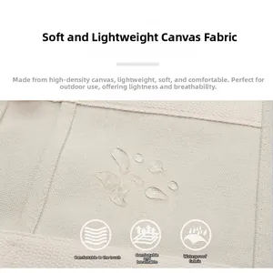 Macro detail of high-density waterproof canvas fabric with water droplets on surface