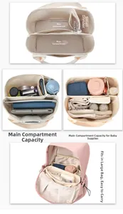 Canvas bag organizer with multi-compartments for baby essentials and digital gadgets