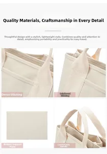 Detail view of reinforced stitching and durable canvas handle on the tote bag