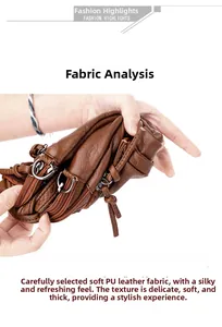 Close-up of soft brown PU leather shoulder bag showing thick texture and flexibility