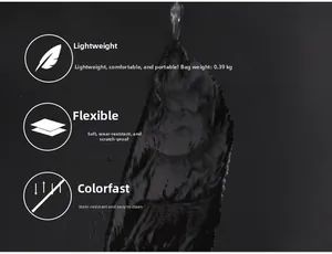 Waterproof black fabric detail of the 0.39KG lightweight and durable women backpack
