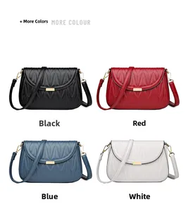 Quilted PU leather shoulder bag collection in black, red, blue, and white colors