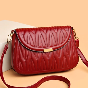 Women Quilted PU Leather Shoulder Crossbody Bag Fashion Simple Square Flap Purse Gold Metal Buckle Large Capacity