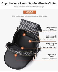 Structure interne du sac à dos en cuir PU avec plusieurs compartiments de rangement