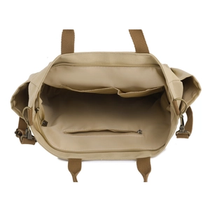 Grand sac cabas en toile kaki avec poches intérieures et bandoulière ajustable