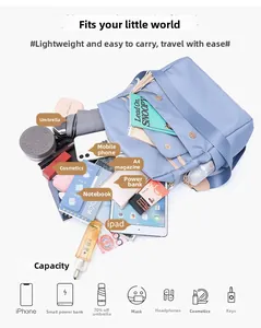 Internal view of large capacity light blue backpack showing iPad and A4 magazine storage
