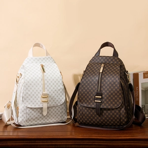 Sac À Dos Femme Cuir PU Imprimé Trèfle Rétro Grande Capacité Mode Voyage Extérieur Décontracté Résistant À Eau