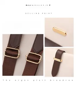 Gros plan des boucles dorées et finitions en cuir sur un sac à dos en nylon minimaliste