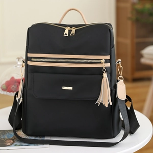 Women Fashion Backpack Waterproof Oxford Cloth Anti-theft Large Capacity Tassel Casual Travel Multiway School Bag