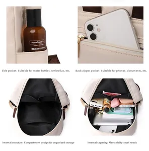 Détails du sac à dos ordinateur avec poches latérales, zip caché et grande capacité
