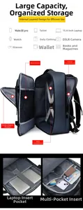 Structure interne du sac à dos de voyage avec compartiment pour ordinateur 15,6 pouces