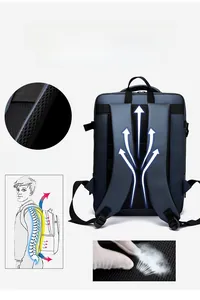 Panneau arrière ergonomique rembourré de 2cm sur sac à dos de voyage imperméable