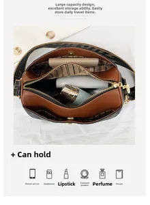 Internal view of quilted shoulder bag showing spacious storage for daily essentials