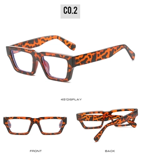 Detailed multi-angle view of retro square tortoiseshell glasses frames with thick temples