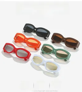 Multiple colors of retro oval cat eye sunglasses arrayed on a clean white background