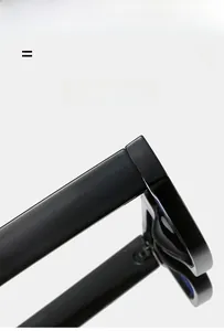 Detailed close-up of glossy square frame glasses with high elasticity hinge structure