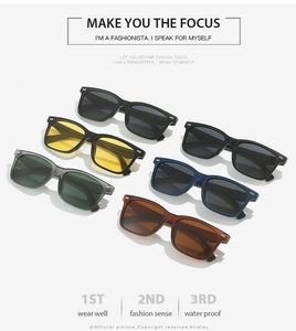 Close-up of rectangular matte frames and durable polarized lenses in various colors