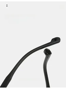 Macro detail of thick black curved mirror legs with comfortable arc design for sunglasses
