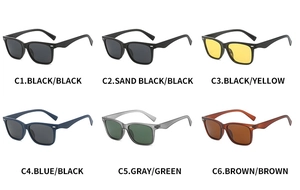Six different color options for square polarized sunglasses with matte finish frames