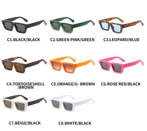 Detailed overview of vintage small frame sunglasses in 8 assorted stylish colors