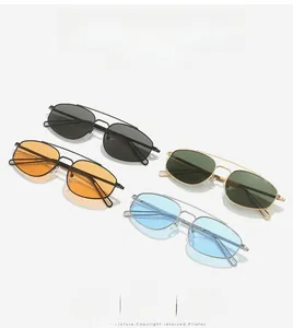Detail of square metal sunglasses in multiple colors with waterproof and durable frame