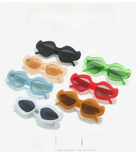 Detailed view of stylish mustache shaped sunglasses in seven vibrant colors for women