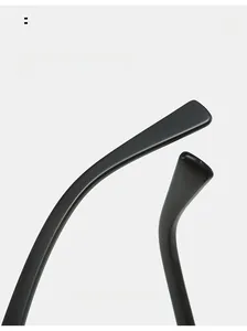 Close-up of glossy black curved mirror legs on square polarized sunglasses