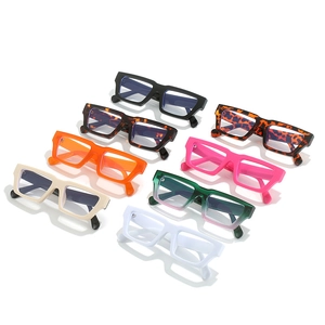 Fashionable square thick frame anti-blue light glasses in eight colorful vintage styles