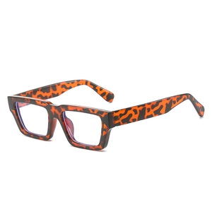 Classic tortoiseshell square eyeglass frames with thick temples and anti-blue light lenses
