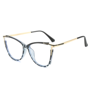 Cat eye blue light blocking glasses with tortoiseshell frames and gold metal temples