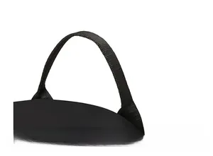 Close-up of the reinforced black nylon handle and fine stitching on the backpack top