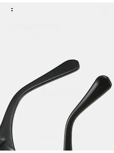 Detail of curved black mirror legs and arc design for comfortable sunglass wear