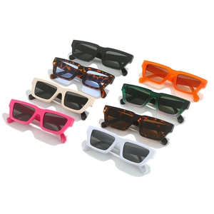 Retro small rectangle sunglasses for women in eight diverse colors for trendy street style