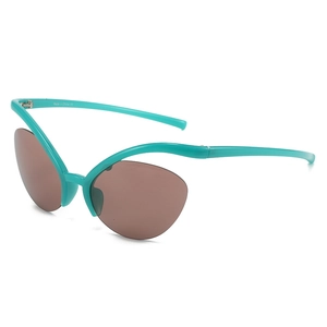 Y2K fashion cat eye sunglasses with blue heart wave frame and brown lenses