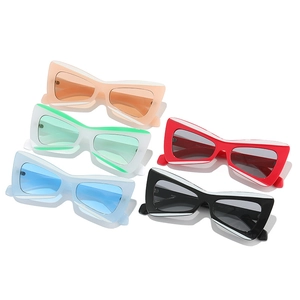 Fashionable butterfly-shaped PC sunglasses in five colors with geometric cat-eye design