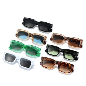 Fashionable thick rectangle sunglasses in multiple colors with UV400 protective lenses