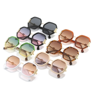 Octagonal oversized sunglasses set with metal accents in six assorted gradient lens colors