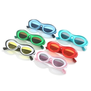Trendy thick oval sunglasses collection in six colorful styles with contrast frames