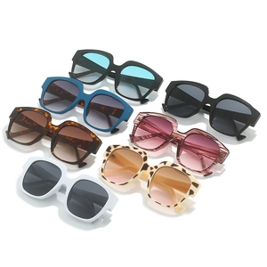 Set of stylish oversized square sunglasses for women in seven various colorful frame options