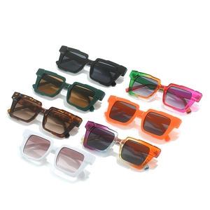 Set of 7 colorful oversized square sunglasses in thick geometric fashion frames