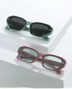 Detail view of stylish square frame sunglasses with S1225 model engraving on the temple