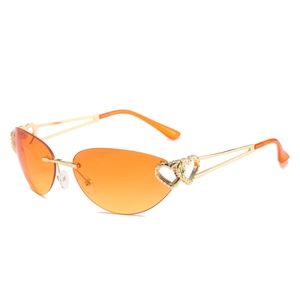 Rimless Heart Sunglasses UV400 Protection Metal Frame Gradient Lens Y2K Fashion Eyewear For Women Unisex Retro Hip Hop