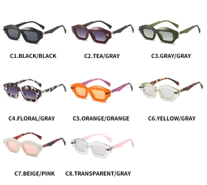 Detailed grid of 8 color variations for hip hop chunky wave-arm sunglasses