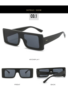 Flat top black oversized sunglasses with dark grey lenses in multiple view angles