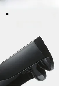 Detail view of lightweight flexible black sunglasses frame with durable metal hinges