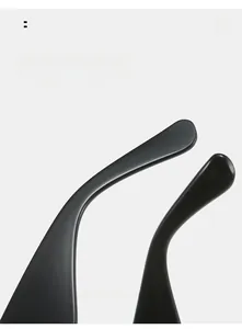 Detailed view of curved ergonomic black sunglasses legs for comfortable wearing