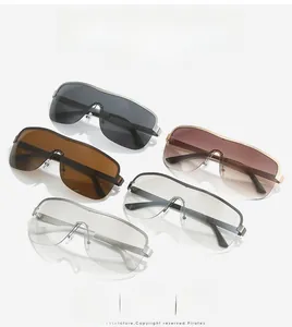 Collection of oversized rimless fashion sunglasses in multiple colors and finishes