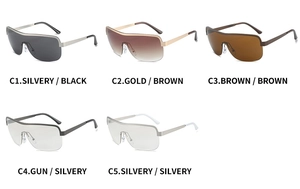 Collection of five stylish Y2K half-frame oversized sunglasses in various color tints