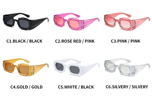 Vue détaillée des lunettes de soleil Y2K en couleurs bonbon avec monture ondulée